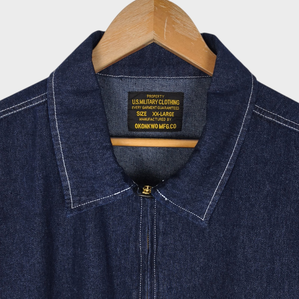 OKONKWO MFG Men's Blue Denim Worker Bomber Jacket