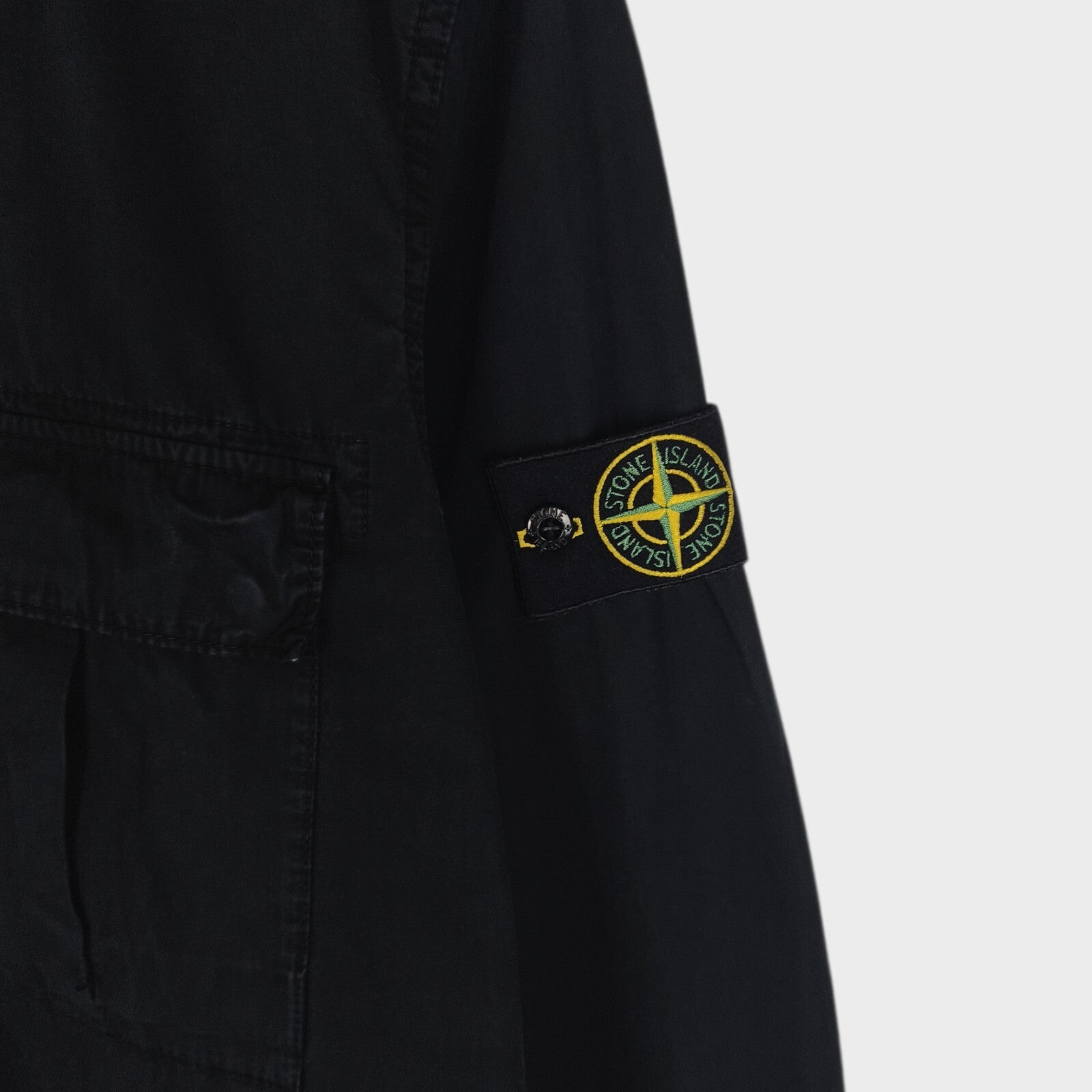 STONE ISLAND Men's Black Garment Dyed Zip Overshirt Jacket