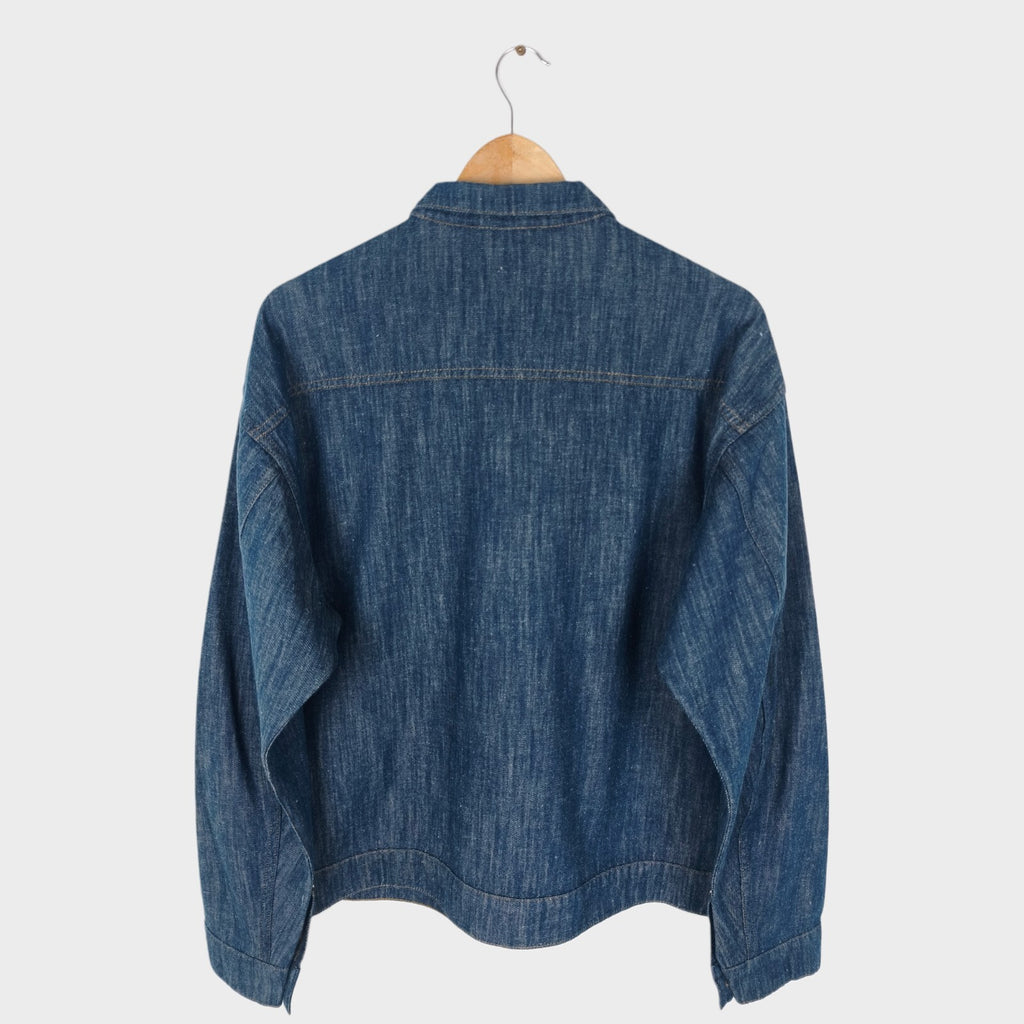 BEAMS B:MING Men's Blue Cotton/Hemp Boxy Fit Denim Trucker Jacket