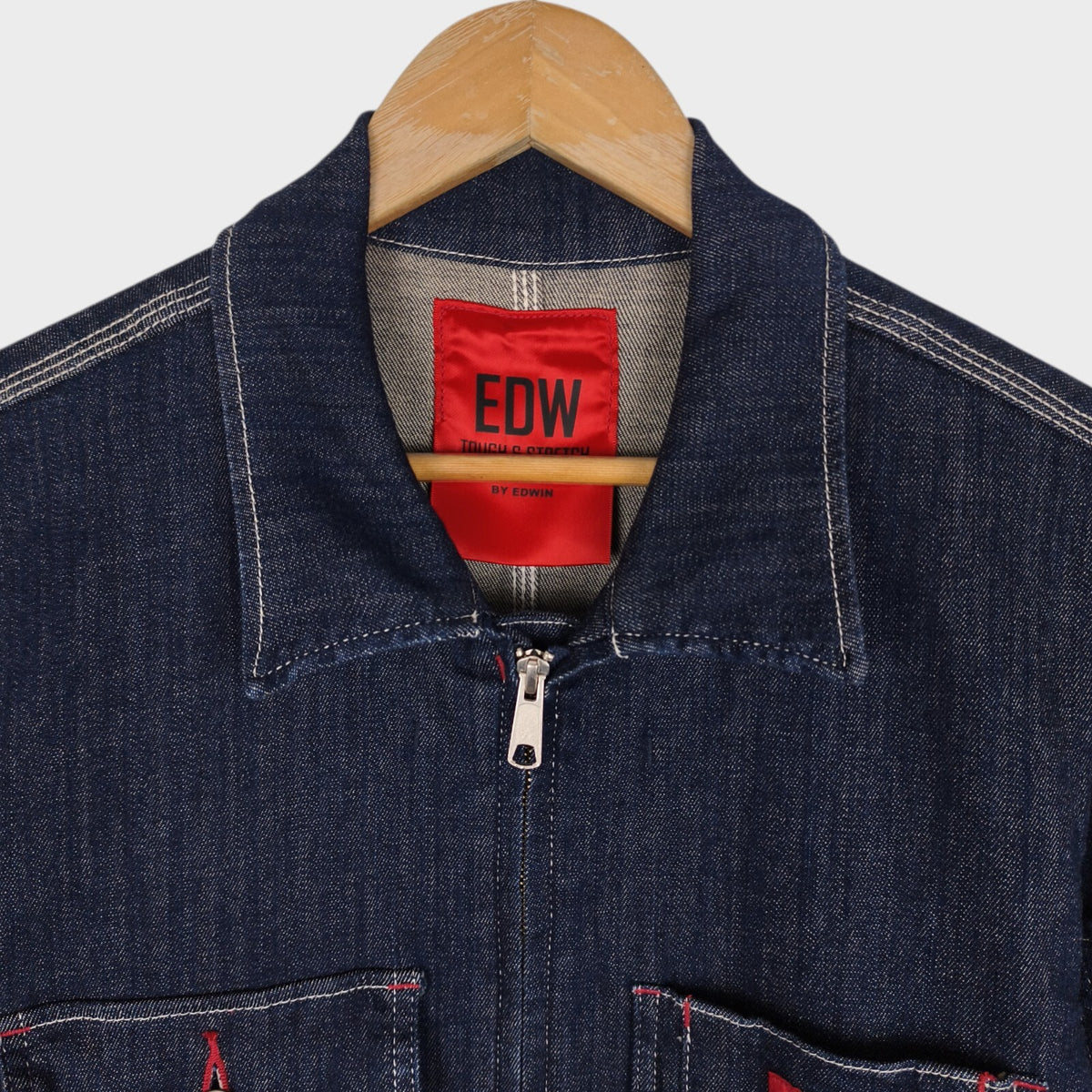 EDWIN Japan Men's Blue Denim Stretch Denim Utility Jacket
