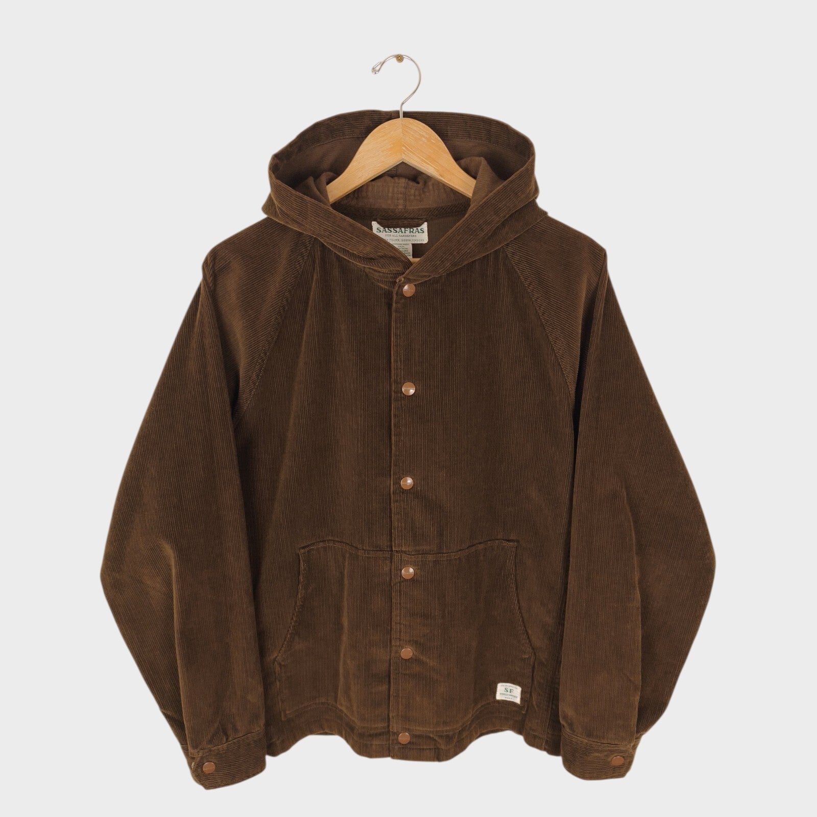 SASSAFRAS Men's Made in Japan Brown Corduroy Bud Breaker Jacket