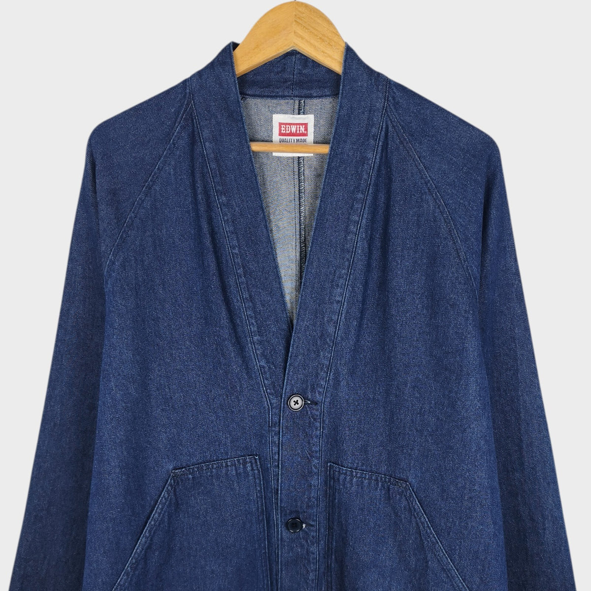 EDWIN Japan Men's Blue Denim V-Neck Cardigan Jacket