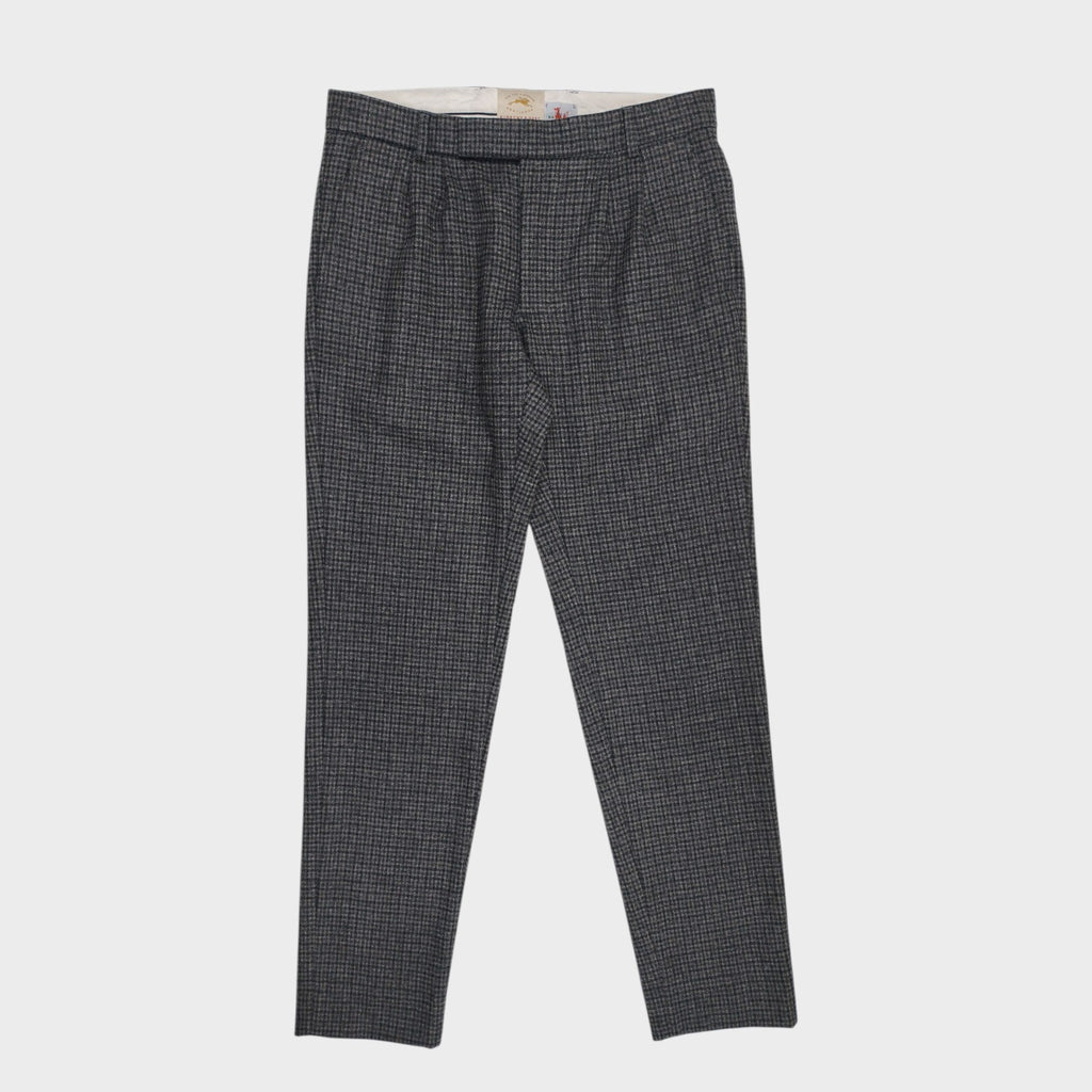 BURROWS & HARE Men's Made in England Checked Wool Pleated Trousers