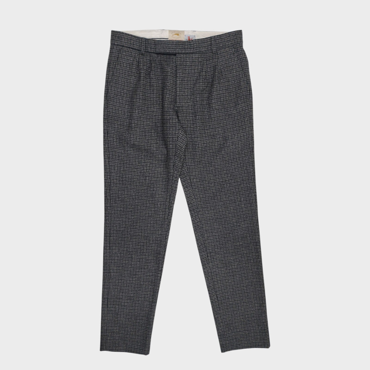 BURROWS & HARE Men's Made in England Checked Wool Pleated Trousers