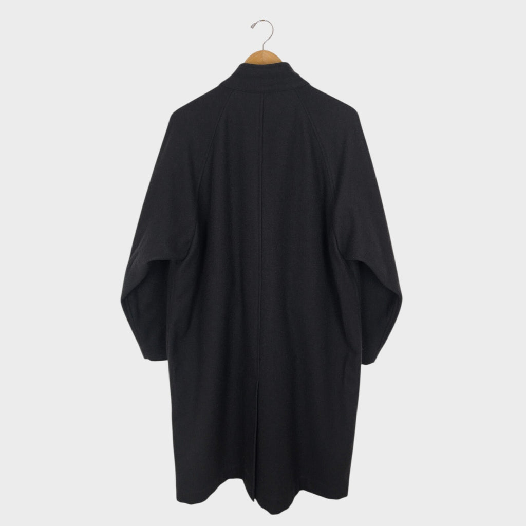 MHL MARGARET HOWELL Men's Grey Heavyweight 100% Melton Wool Stand Collar Coat