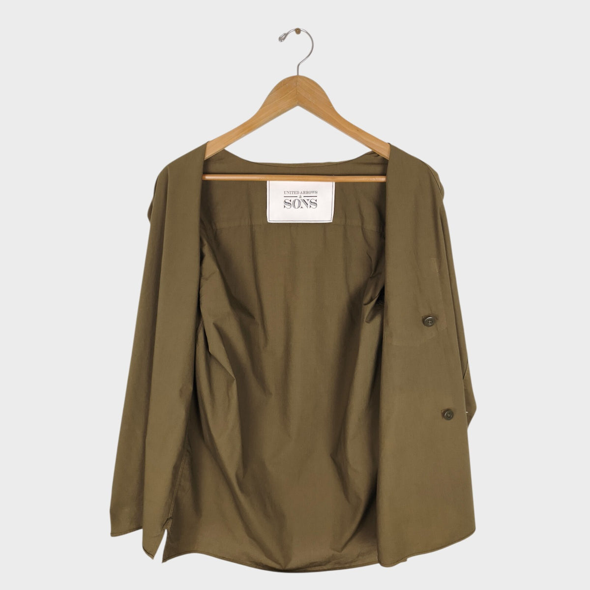 UNITED ARROWS & SONS Men's Made in Japan Olive Green Double Breasted Overshirt