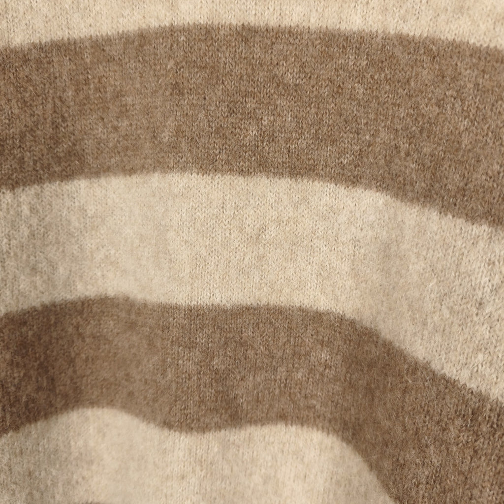 BEAMS PLUS Men's Llama Cashmere Mohair Blend Striped Shaggy Jumper