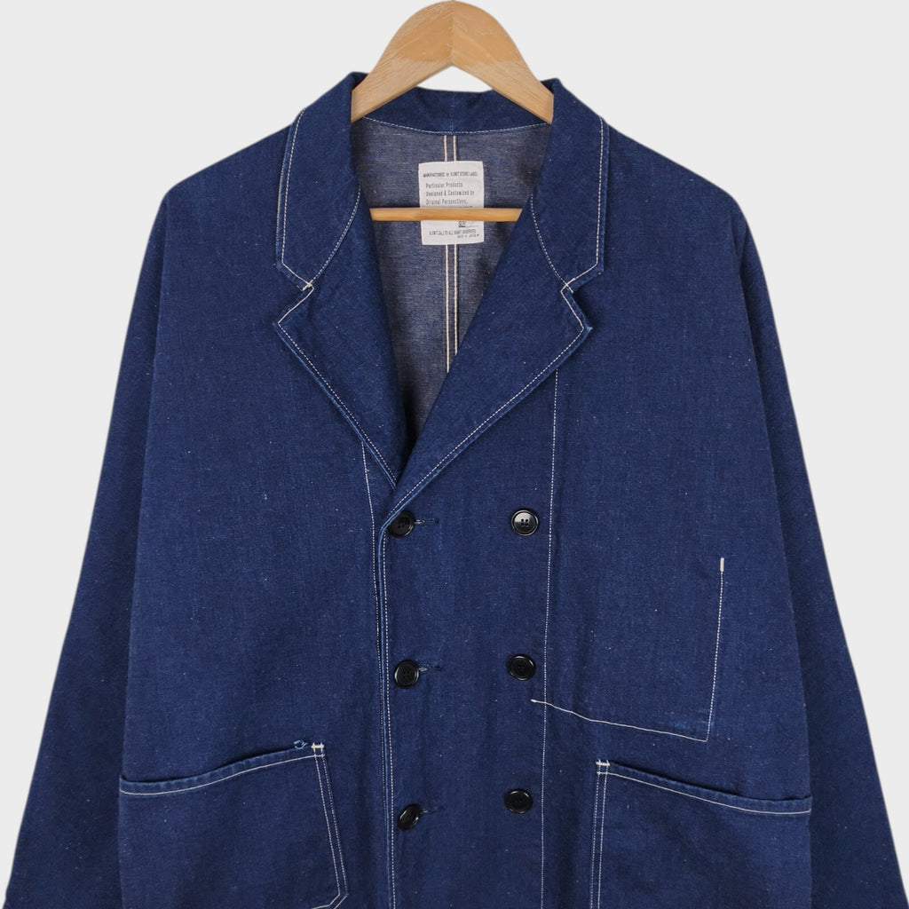 H.UNIT Men's Made in Japan Blue Denim Double-Breasted Chore Jacket