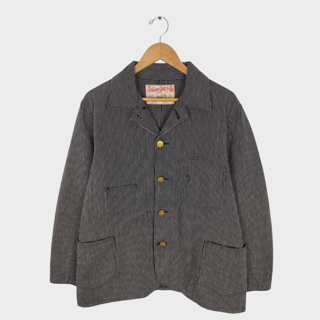 SUGAR CANE Men's Made in Japan Striped Cotton Chore Jacket