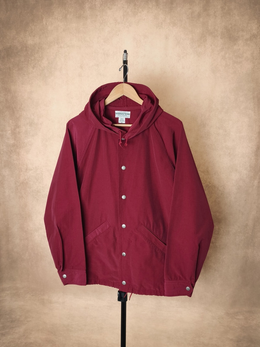 SASSAFRAS Men's Made in Japan Burgundy Cotton Nylon Bud Breaker Jacket