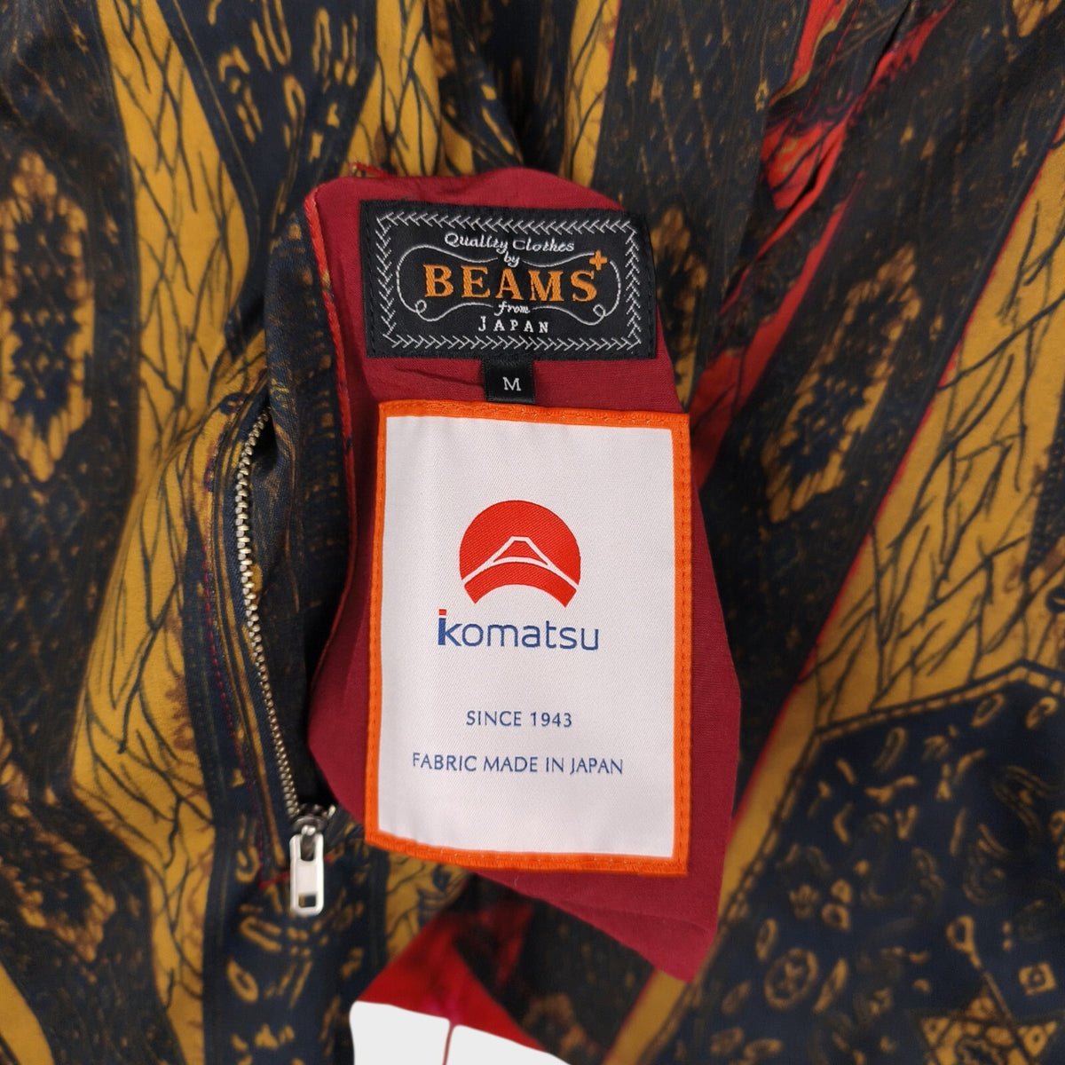 BEAMS PLUS Men's Batik Print Reversible Hooded Parka Jacket