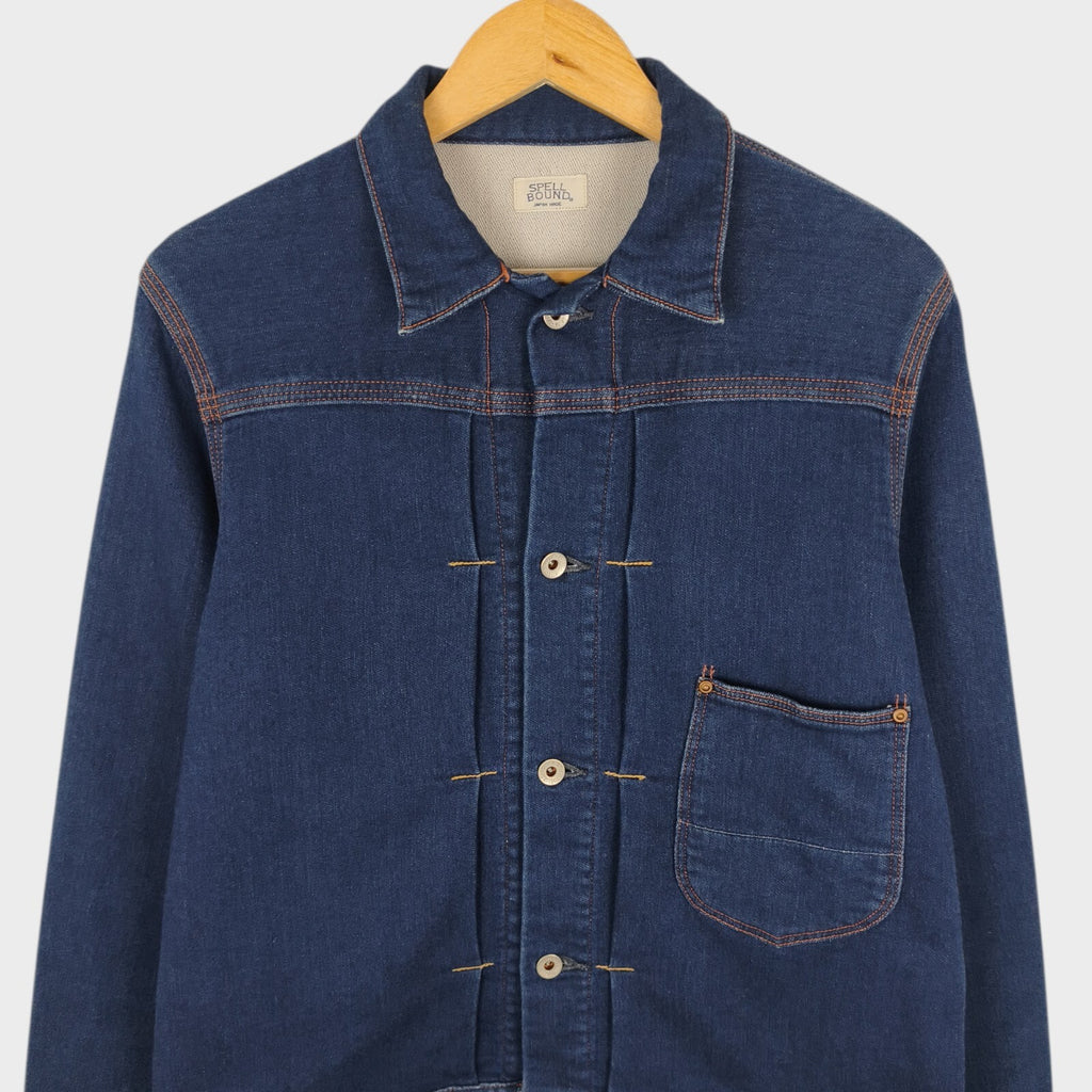 SPELLBOUND Men's Made in Japan Blue Cotton Jersey Trucker Jacket