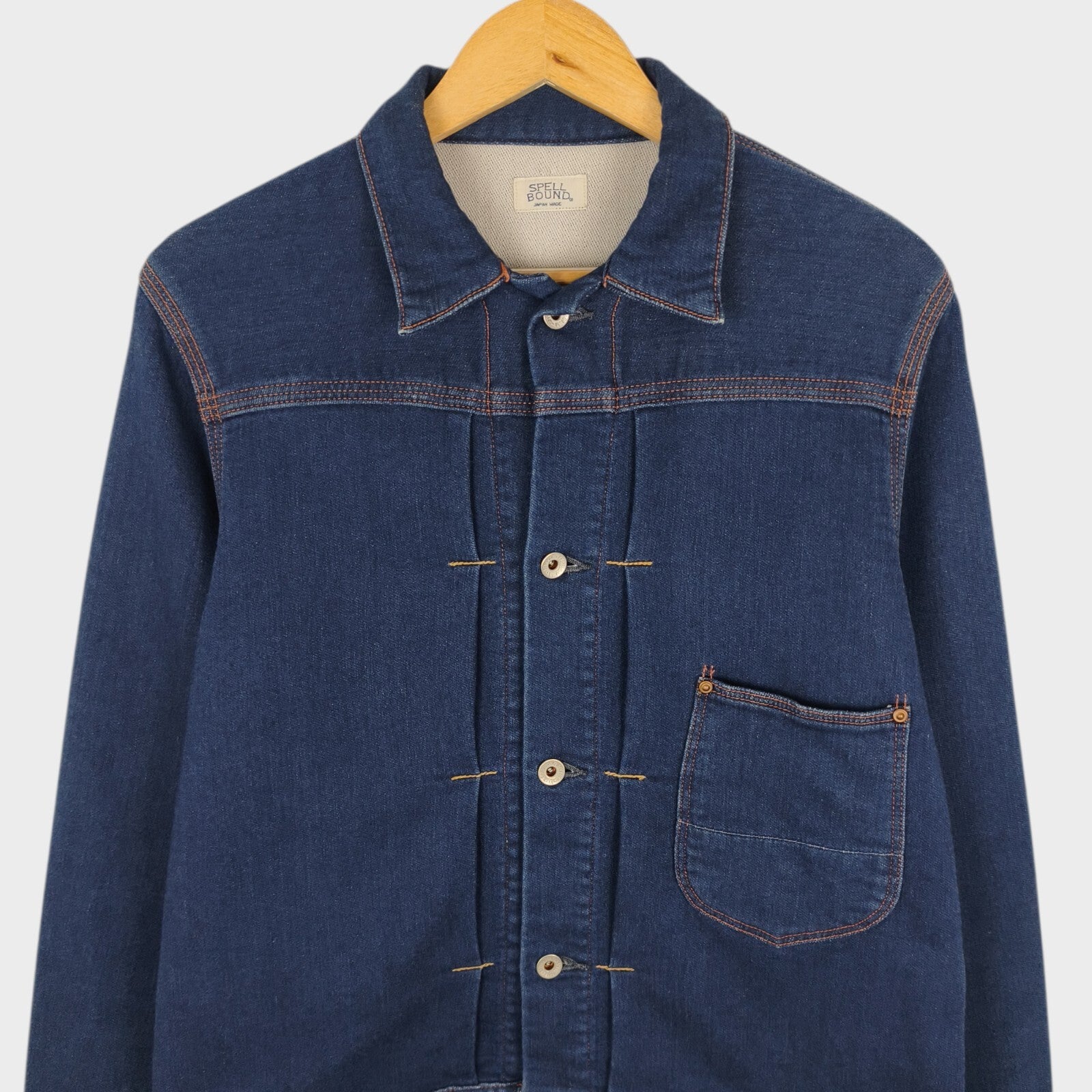 SPELLBOUND Men's Made in Japan Blue Cotton Jersey Trucker Jacket
