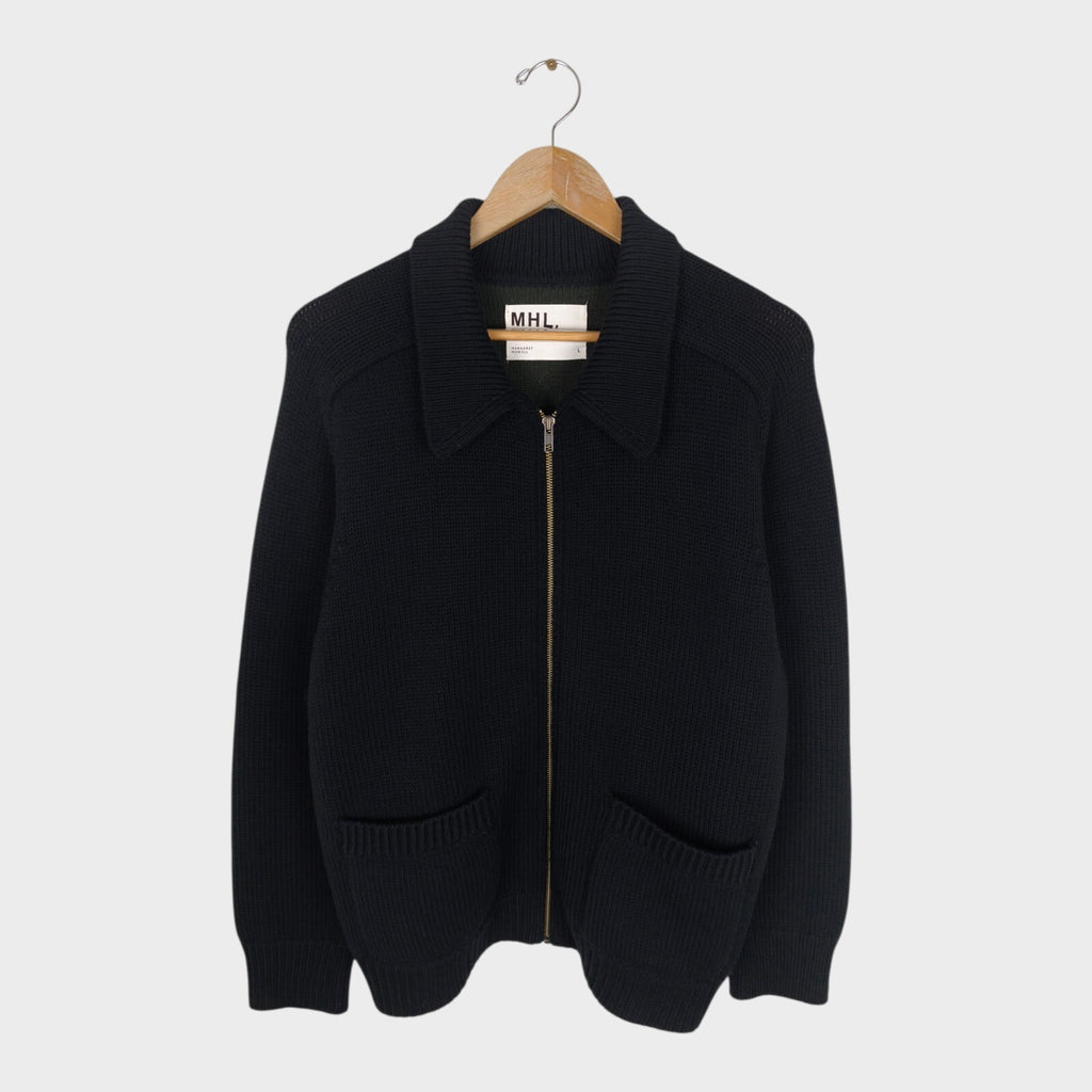 MHL MARGARET HOWELL Men's Black 100% Wool Heavyweight Cardigan Jacket