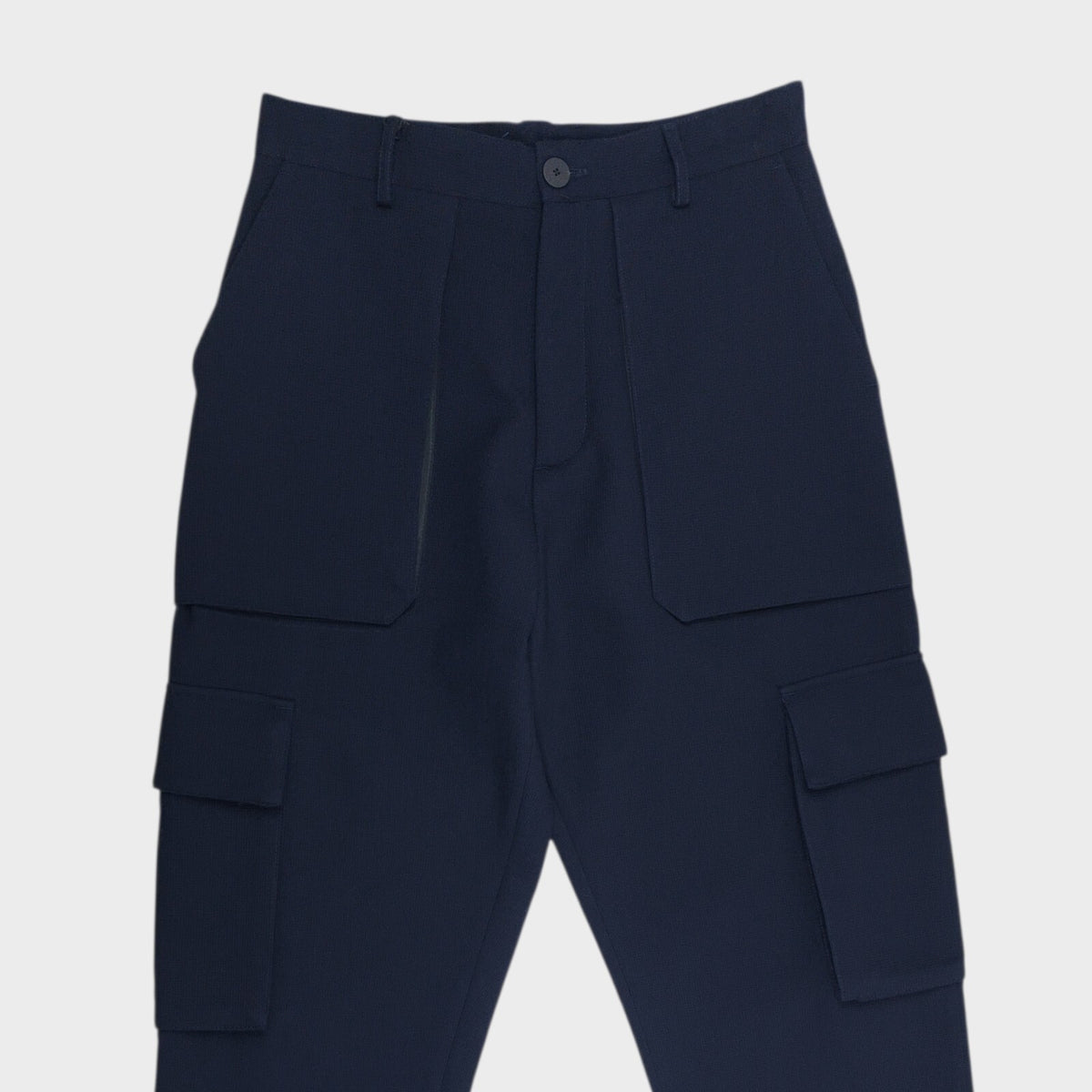 STUDIO NICHOLSON x ZARA Men's Navy Blue 100% Wool Cropped Cargo Trousers