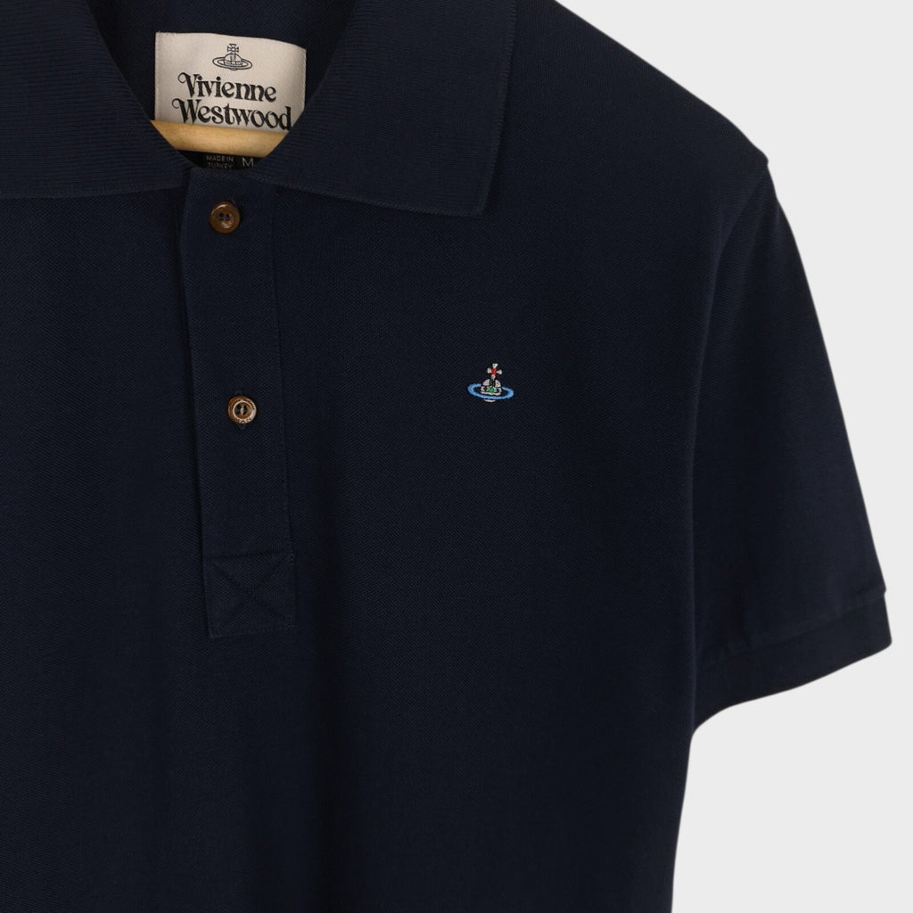 VIVIENNE WESTWOOD Men's Navy Blue Embroidered Orb Logo Polo Shirt