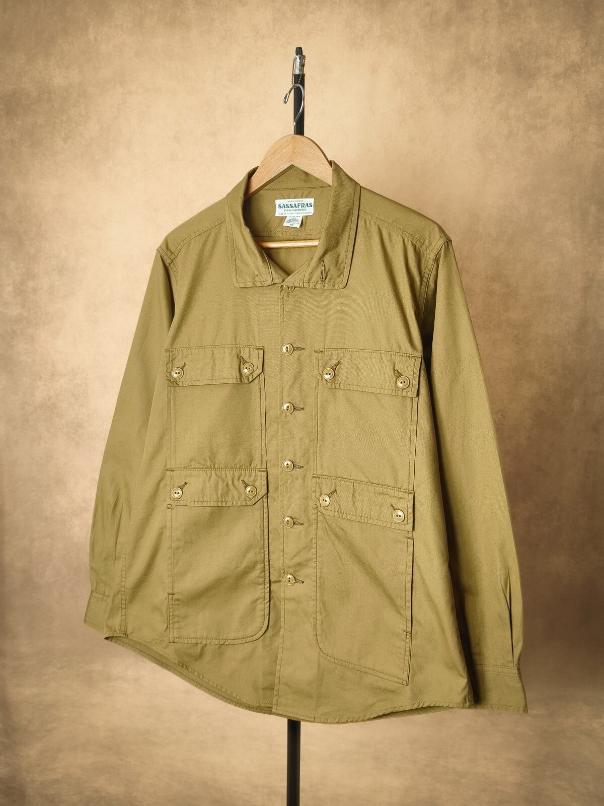 SASSAFRAS Men's Made in Japan Beige Botanical Eagle Scout Jacket