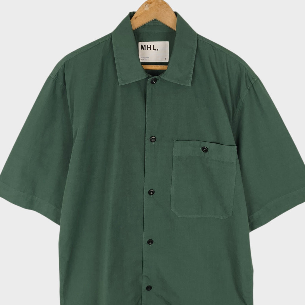 MHL MARGARET HOWELL Men's Green Relaxed Fit Short Sleeved Shirt