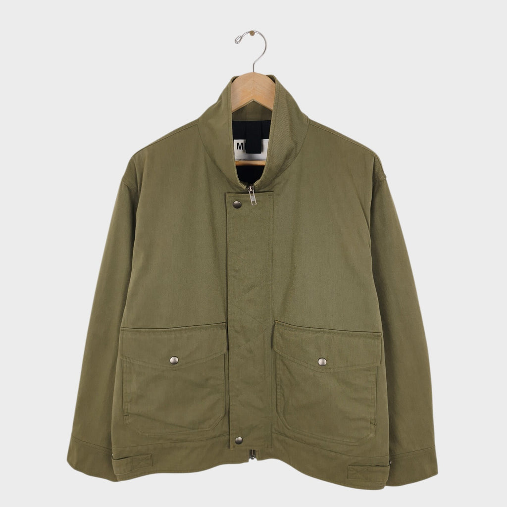 MHL MARGARET HOWELL Men's Green Cotton Blend Twill Blouson Jacket