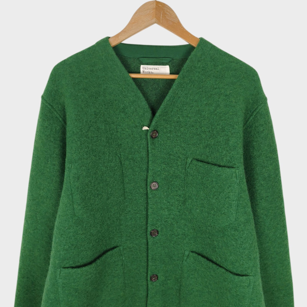 UNIVERSAL WORKS Men's Green Wool Fleece Cardigan