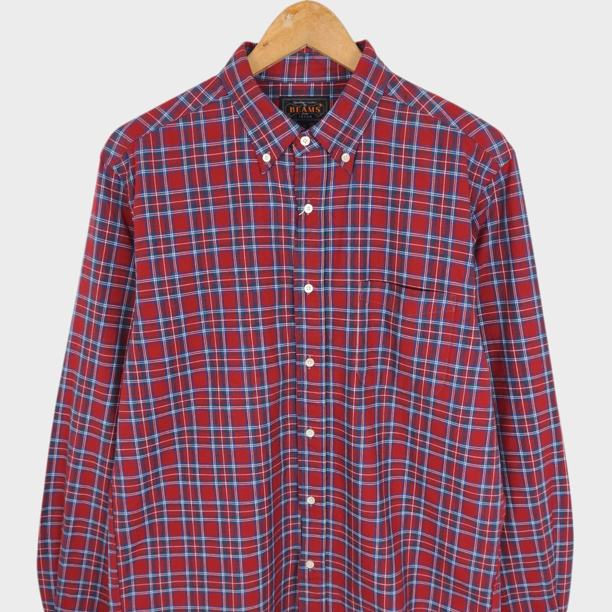 BEAMS PLUS Men's Made in Japan Checked Cotton Shirt