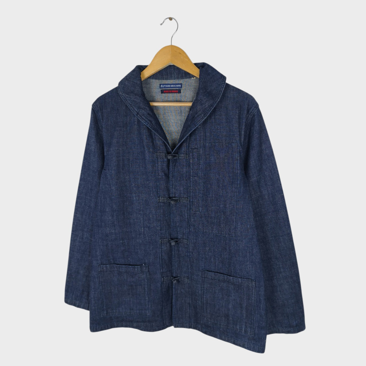 TIGRE BROCANTE Men's Made in Japan Denim Shawl Collar Chinese Jacket