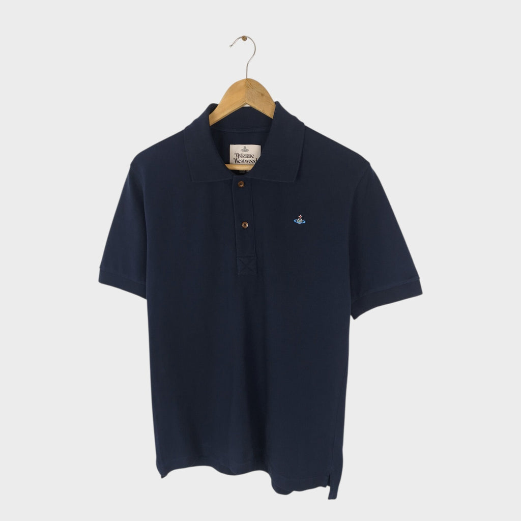 VIVIENNE WESTWOOD Men's Navy Blue Embroidered Orb Logo Polo Shirt