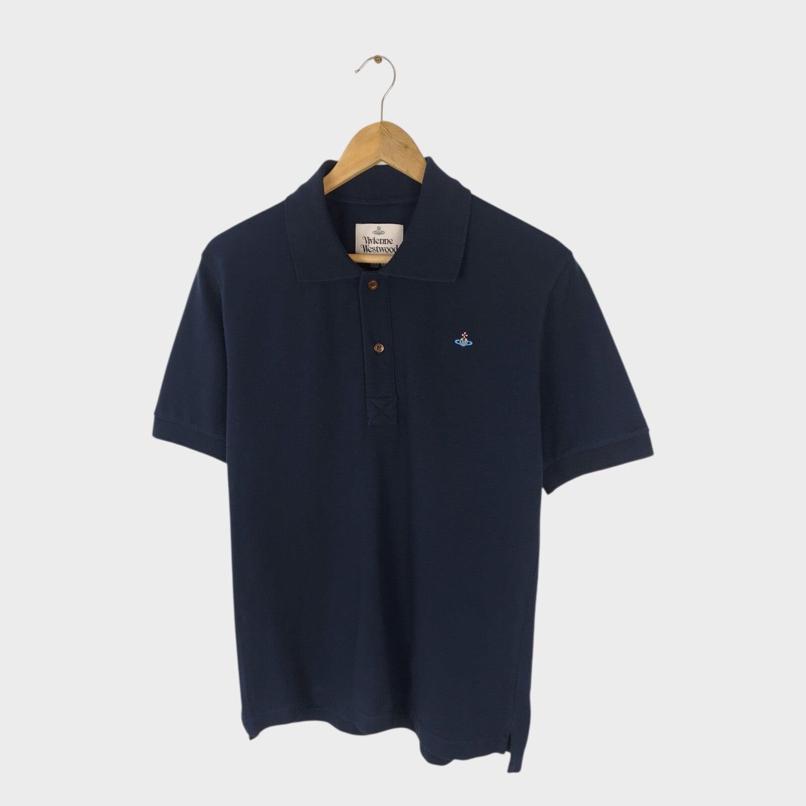 VIVIENNE WESTWOOD Men's Navy Blue Embroidered Orb Logo Polo Shirt