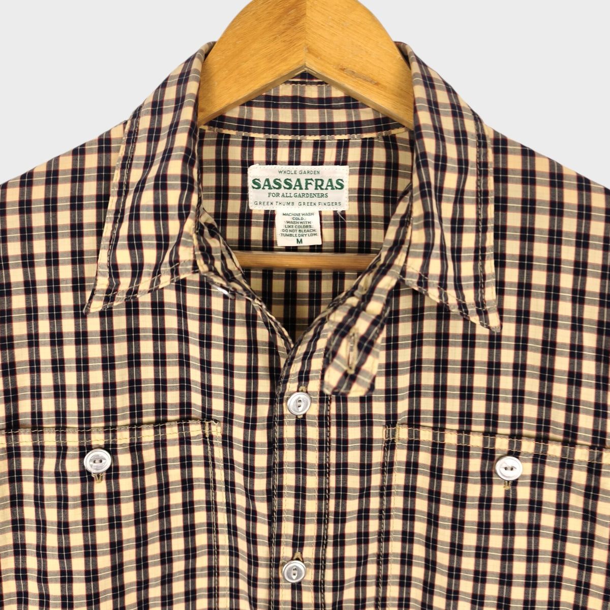SASSAFRAS Men's Made in Japan Checked 4 Pocket Utility Shirt