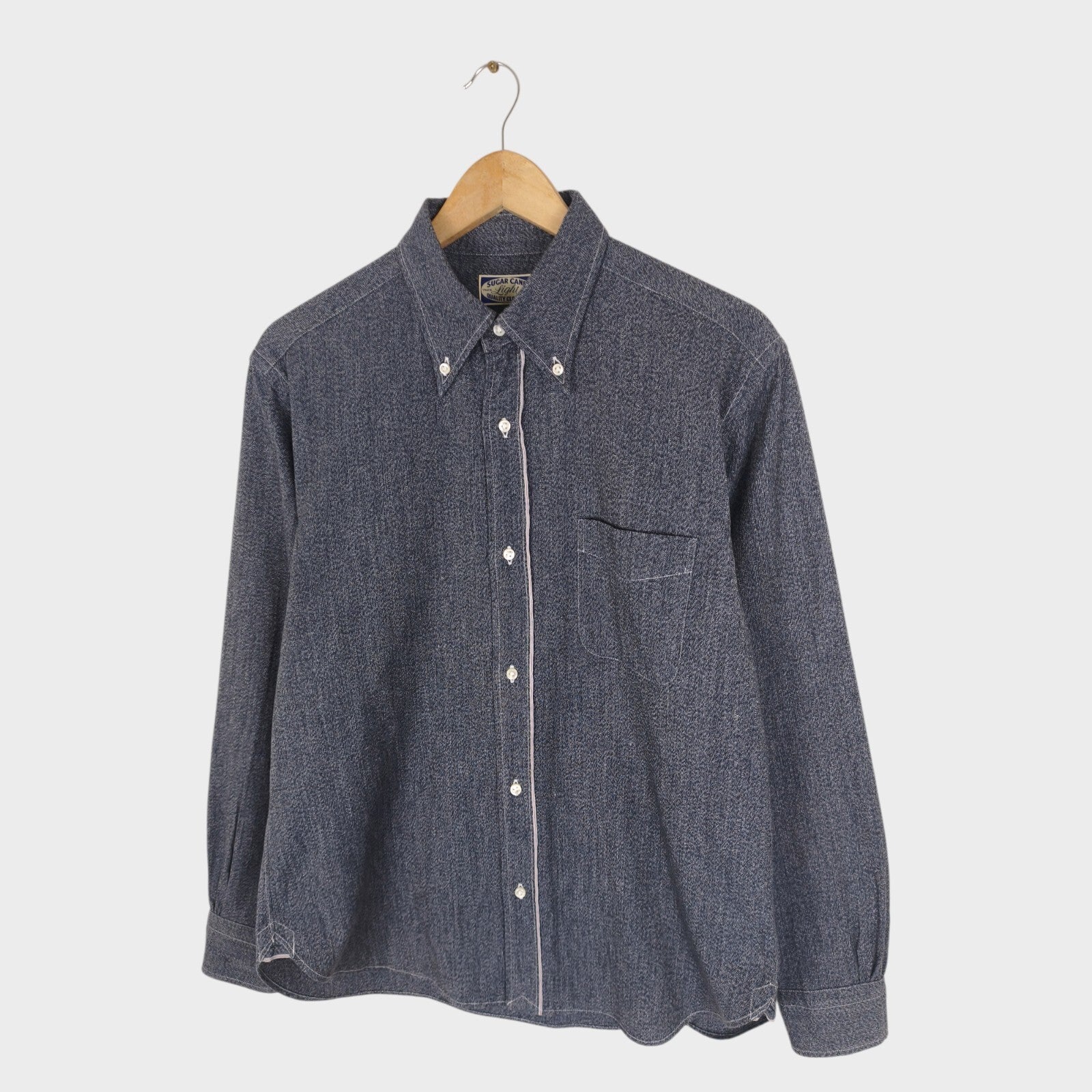 SUGAR CANE Men's Made in Japan Dark Blue Melange Work Shirt