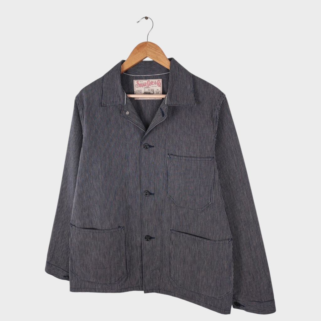 SUGAR CANE Men's Made in Japan Striped Cotton Chore Jacket