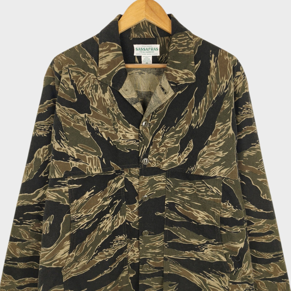 SASSAFRAS Men's Made in Japan Camo Feel Sun Half Flanel Utility Jacket