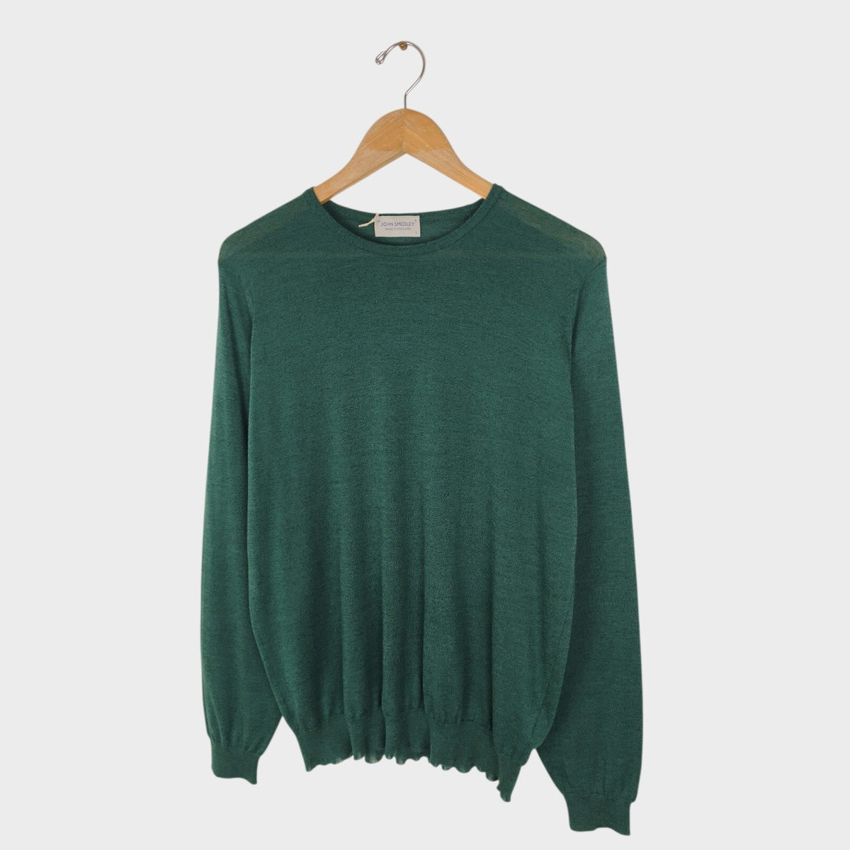 JOHN SMEDLEY Men's Bottle Green Cotton/Wool Clundy Jumper