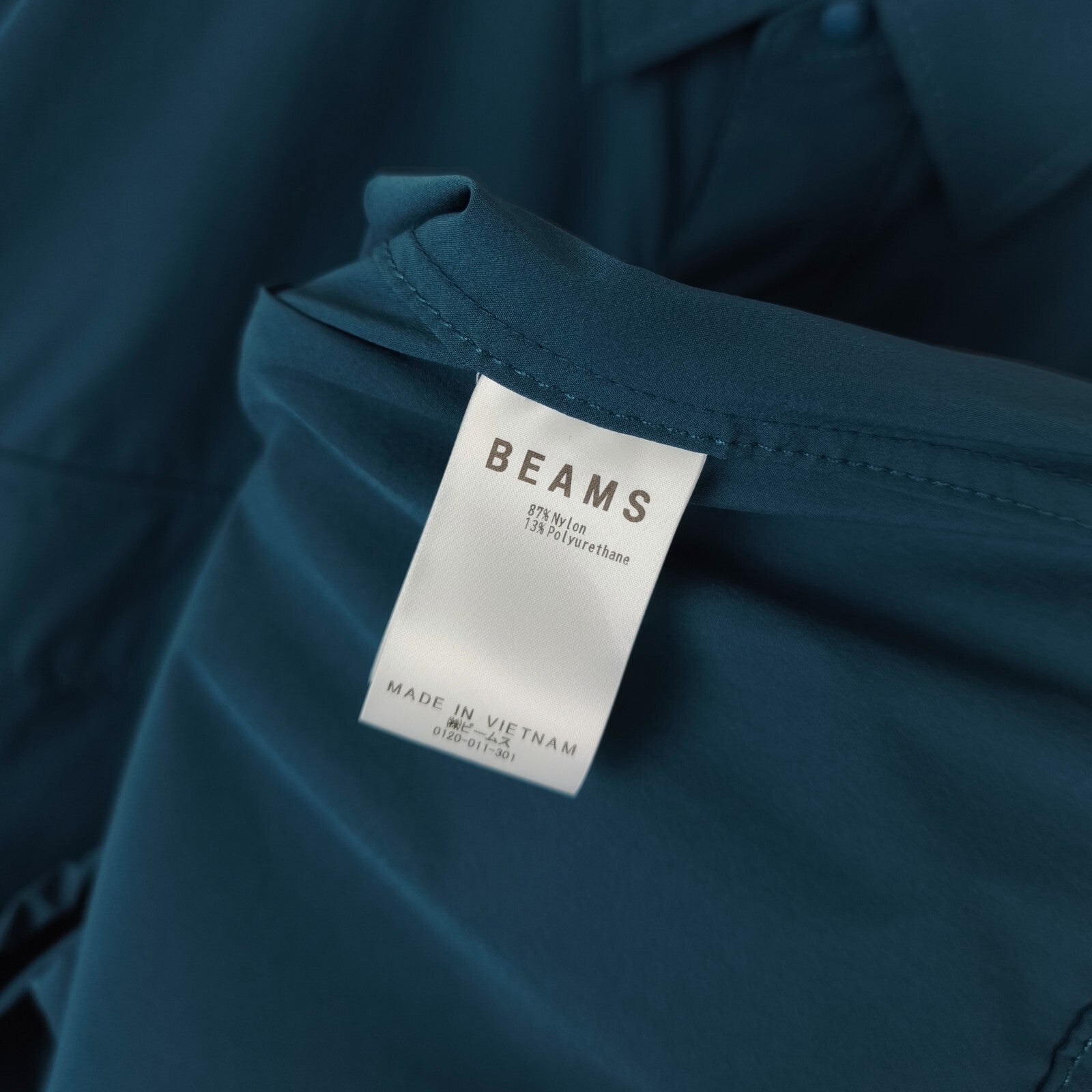 BEAMS Men's Teal Oversized Fit Utility Pullover Action Overshirt
