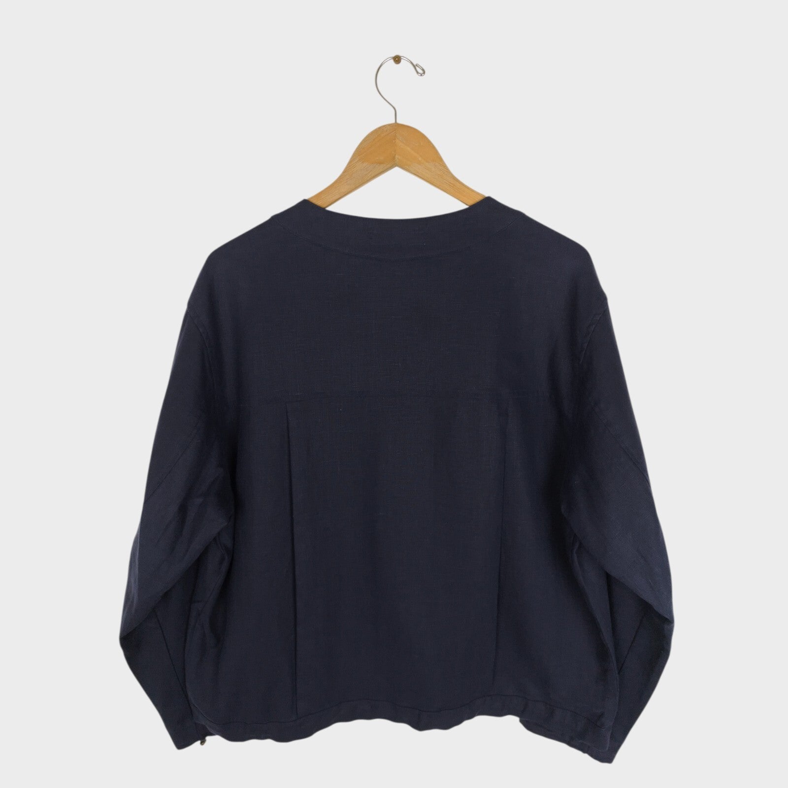 PUBLIC TOKYO Men's Navy Blue Made in Japan 100% Linen V-Neck Utility Jacket