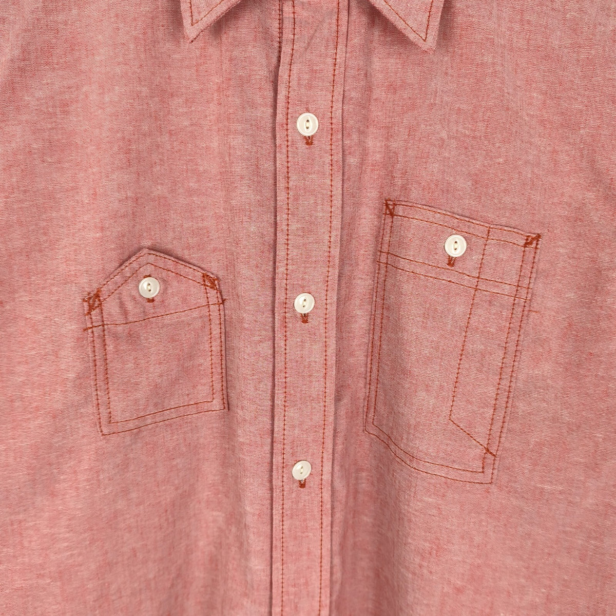 BEAMS BOY Women's Linen Blend Pink/Pastel Red Boxy Fit Utility Shirt