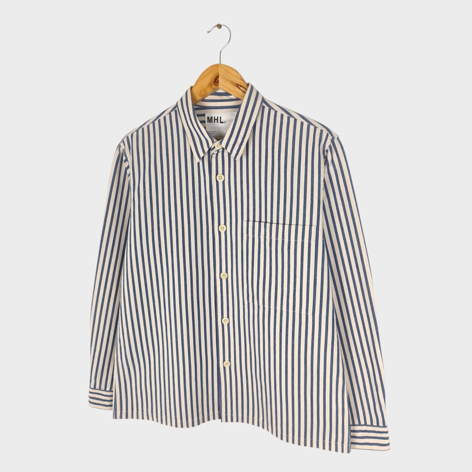 MHL MARGARET HOWELL Men's Striped Cotton/Linen Shirt