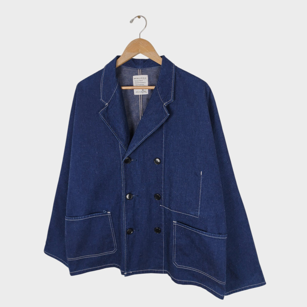H.UNIT Men's Made in Japan Blue Denim Double-Breasted Chore Jacket