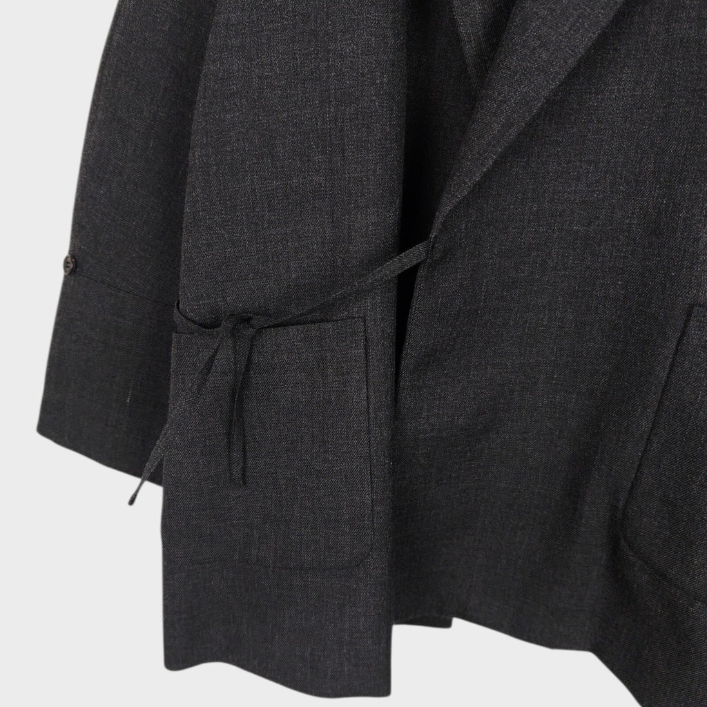 A VONTADE Men's Made in Japan Dark Grey Wool Robe Kimono Coat
