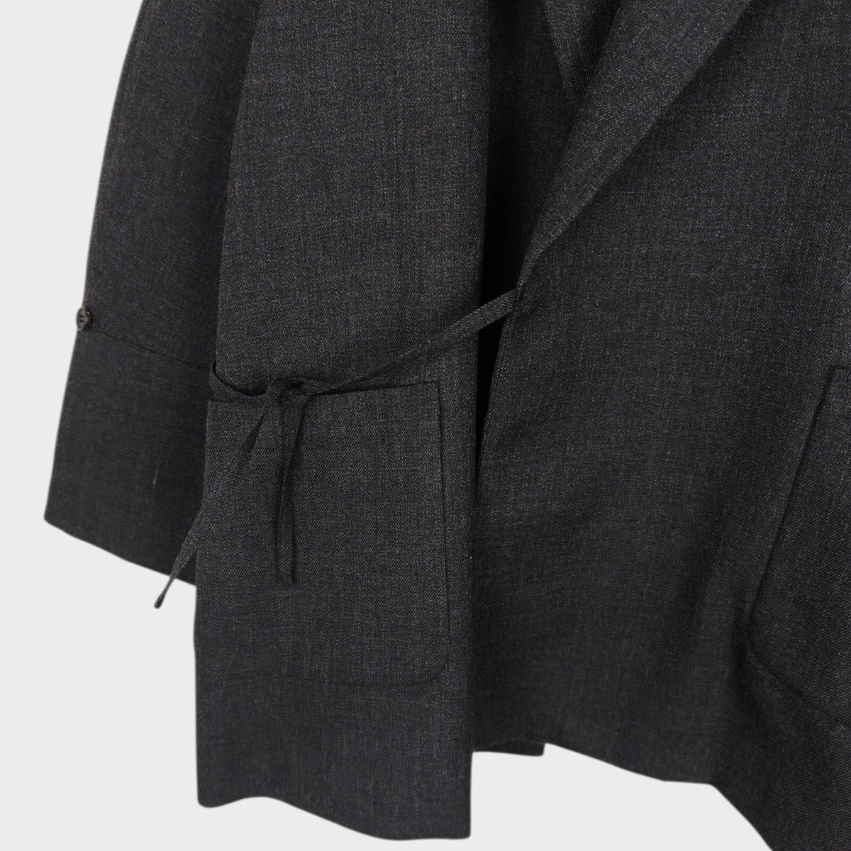 A VONTADE Men's Made in Japan Dark Grey Wool Robe Kimono Coat