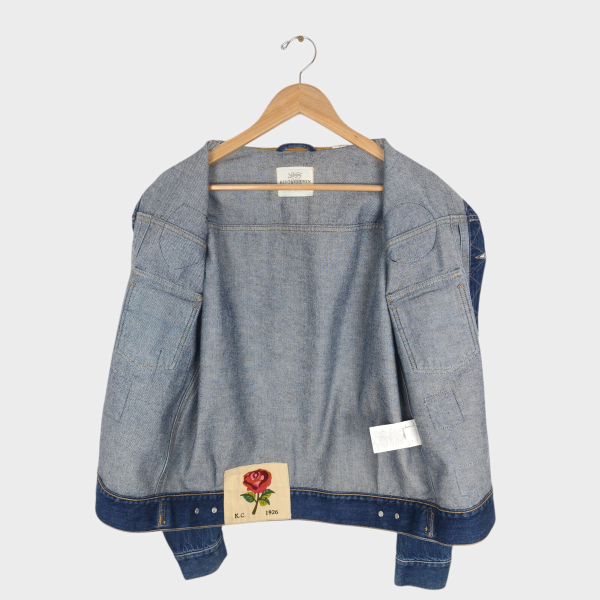 KENT & CURWEN Men's Blue Made in Italy Embroidered Patches Denim Jacket
