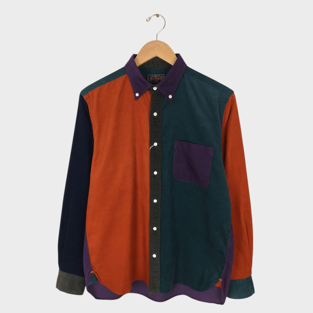 BEAMS PLUS Men's Made in Japan Colourblock Corduroy Shirt