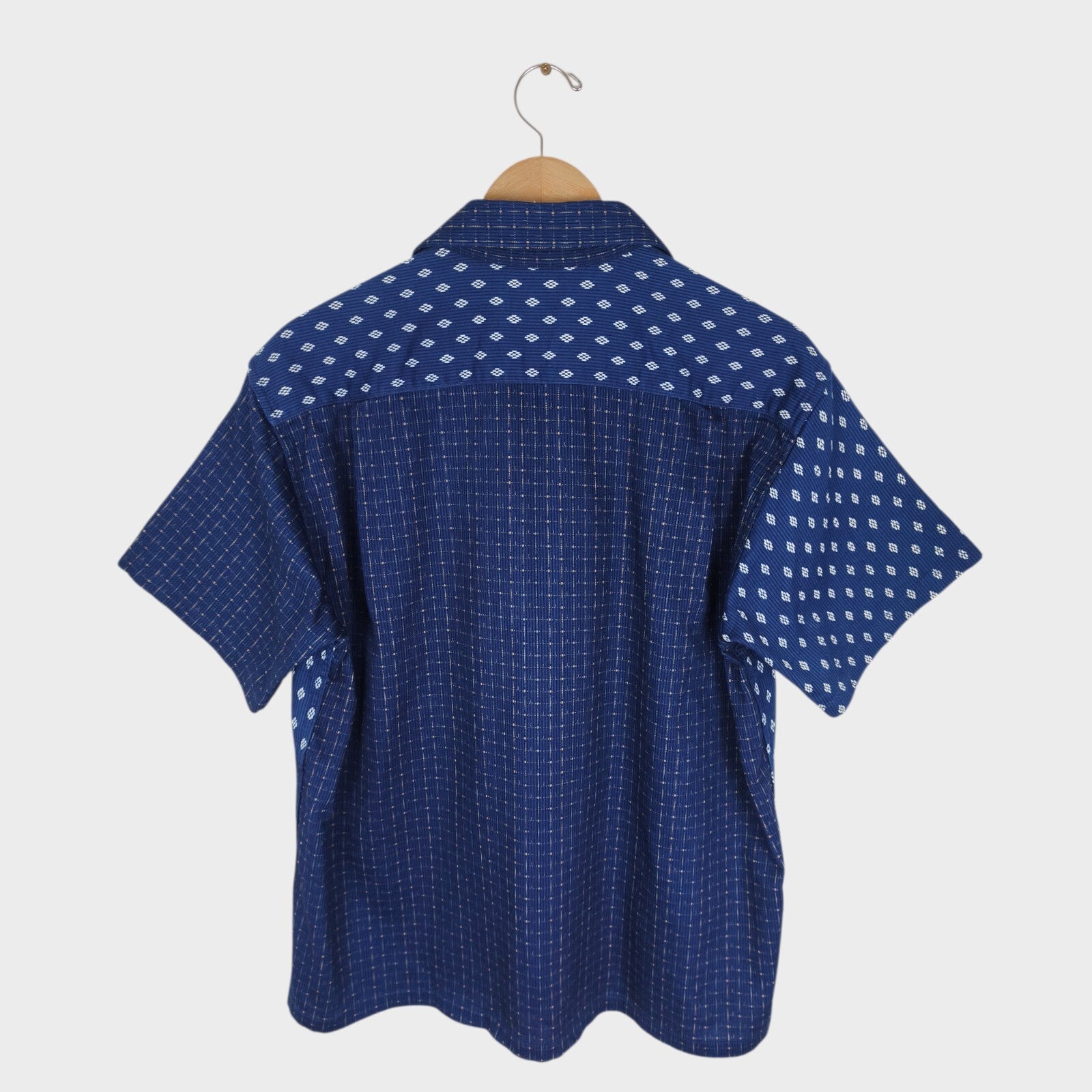 SUGAR CANE Men's Made in Japan Indigo Blue Cord Pique Patchwork Shirt
