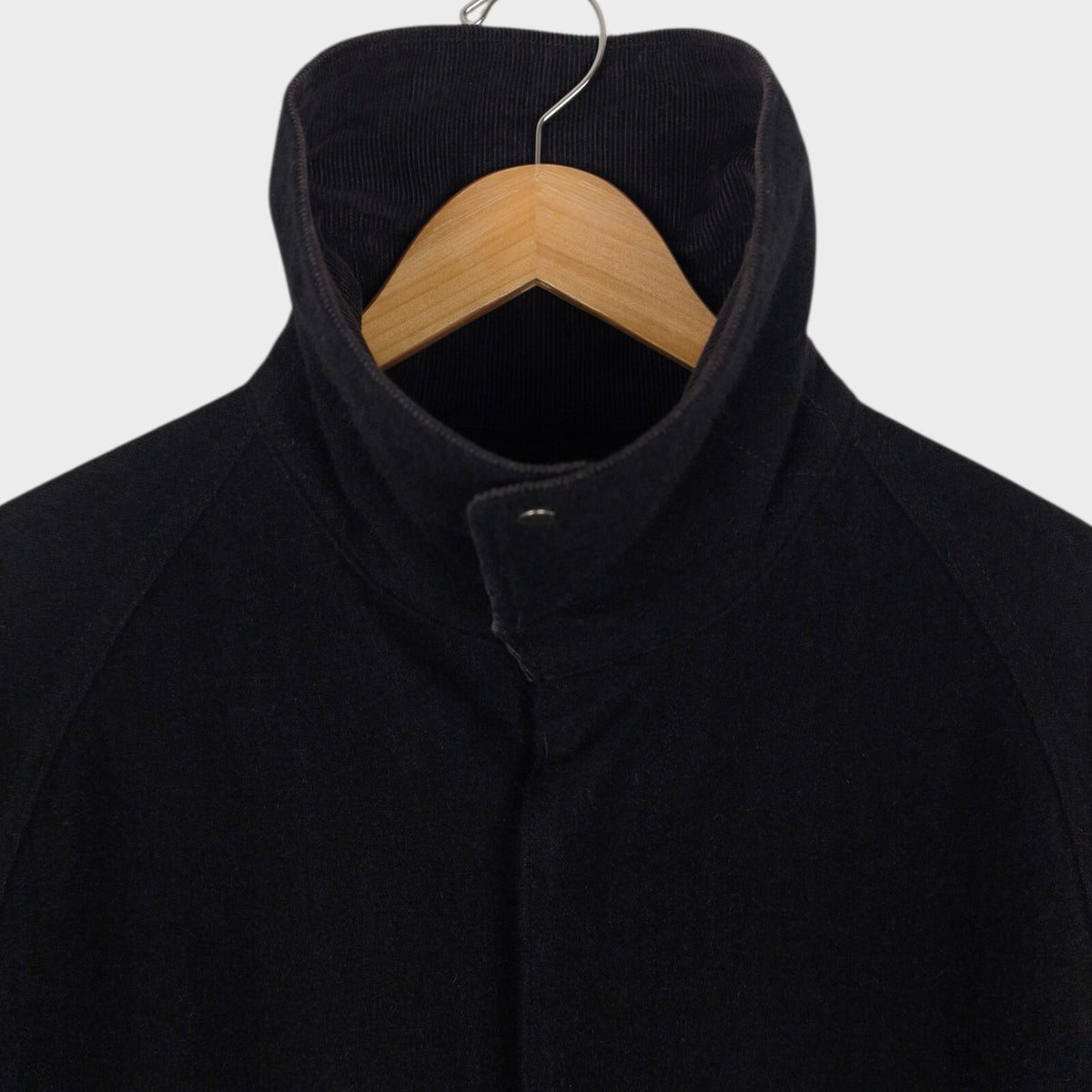 SASSAFRAS Men's Made in Japan Black Wool Blend Fall Leaf Tube Coat Jacket