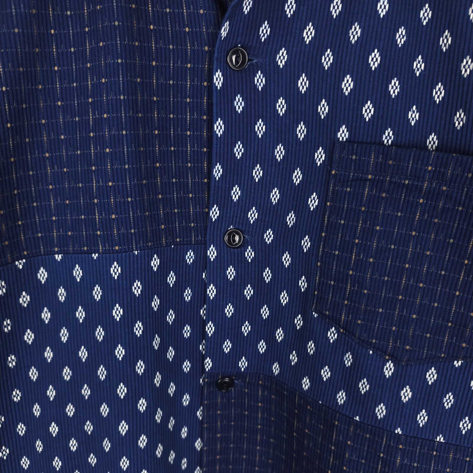SUGAR CANE Men's Made in Japan Indigo Blue Cord Pique Patchwork Shirt
