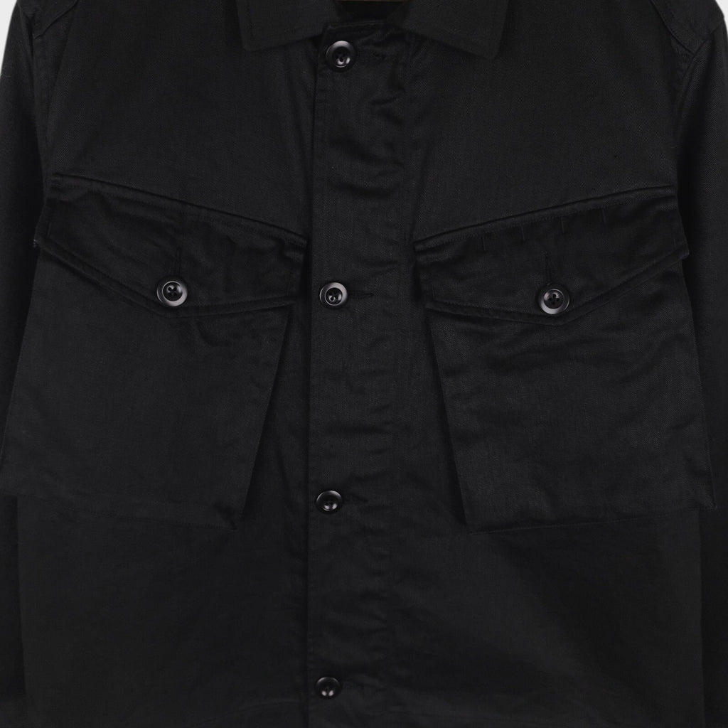 MHL MARGARET HOWELL Men's Black Cotton/Linen Blend Cropped Military Jacket
