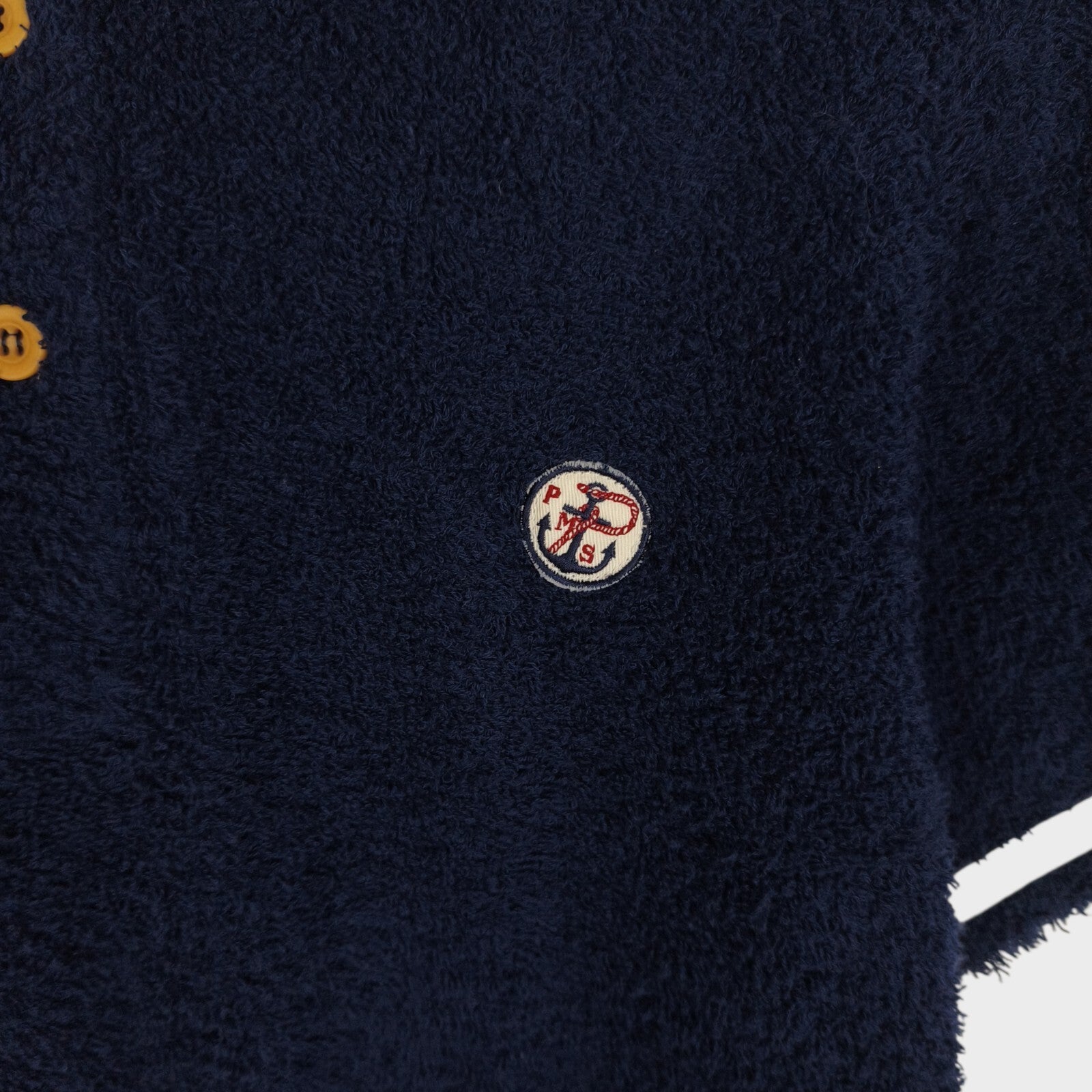 PHERROW'S Men's Navy Blue Made in Japan Towelling Polo Shirt
