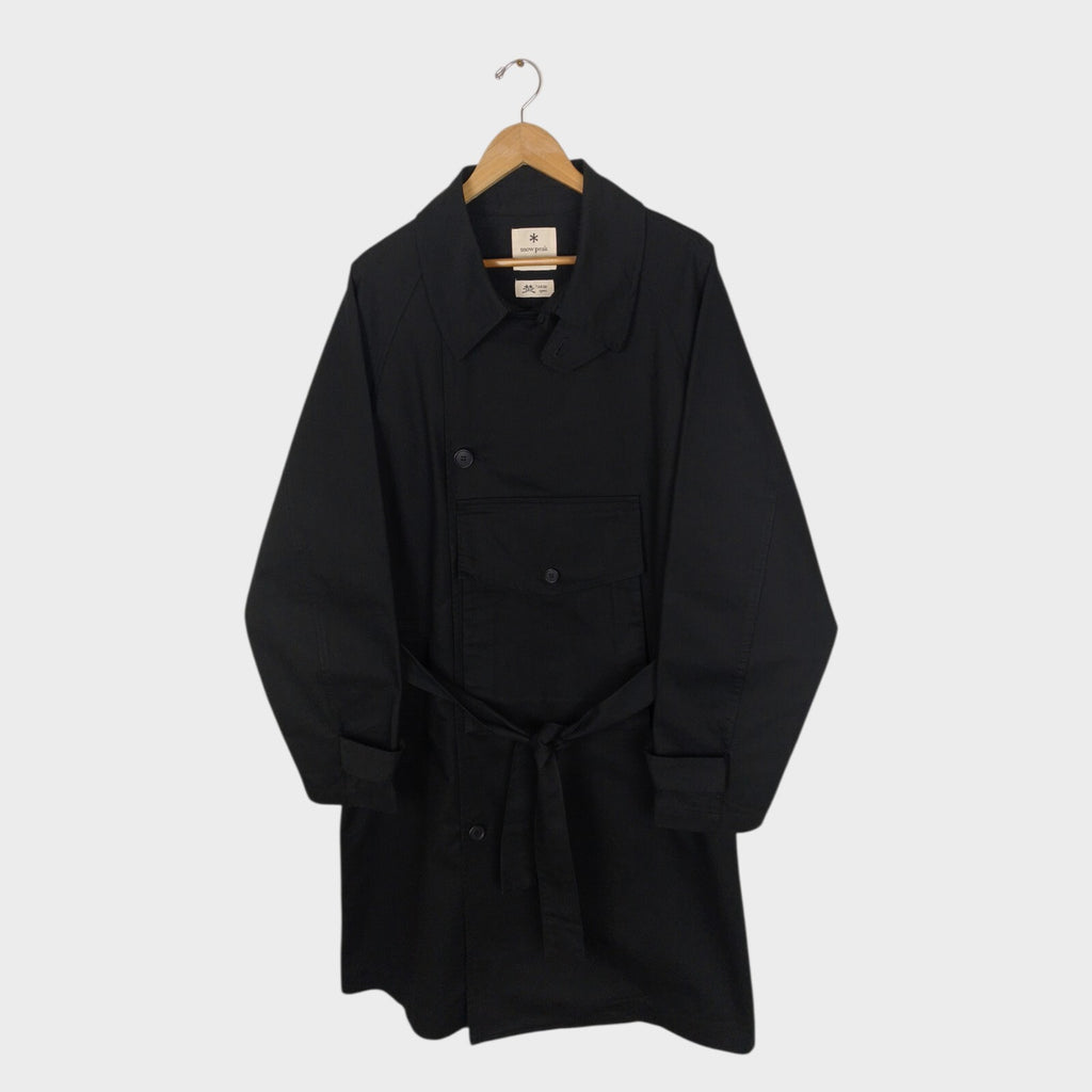 SNOW PEAK Men's Black Takibi Spec Utility Trench Coat