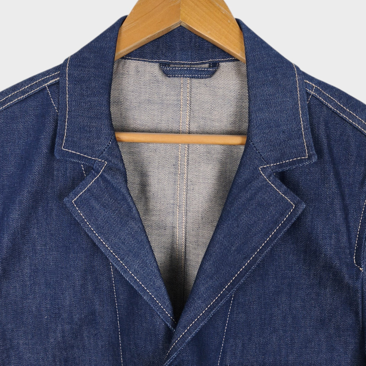E.TAUTZ Men's Blue Made in UK Rigid Raw Denim Chore Jacket