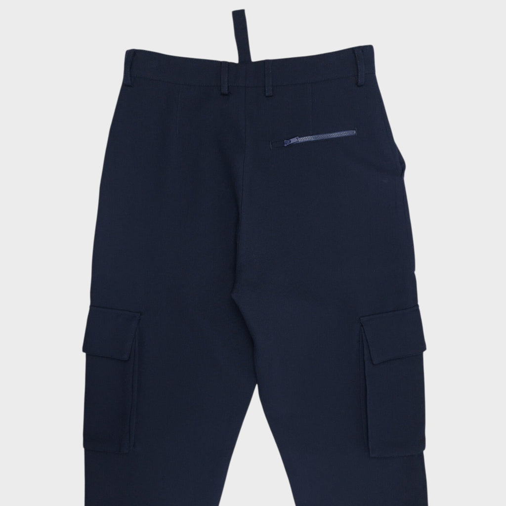 STUDIO NICHOLSON x ZARA Men's Navy Blue 100% Wool Cropped Cargo Trousers